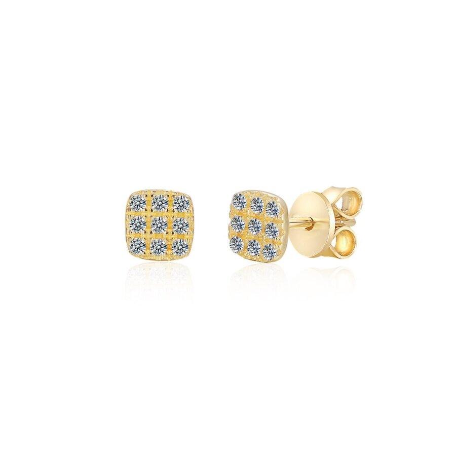 Rose gold and diamond earrings. Square cut. 0.26 carat. Natural diamond earrings. Suitable for women and girls. Gift for love. - Image 8