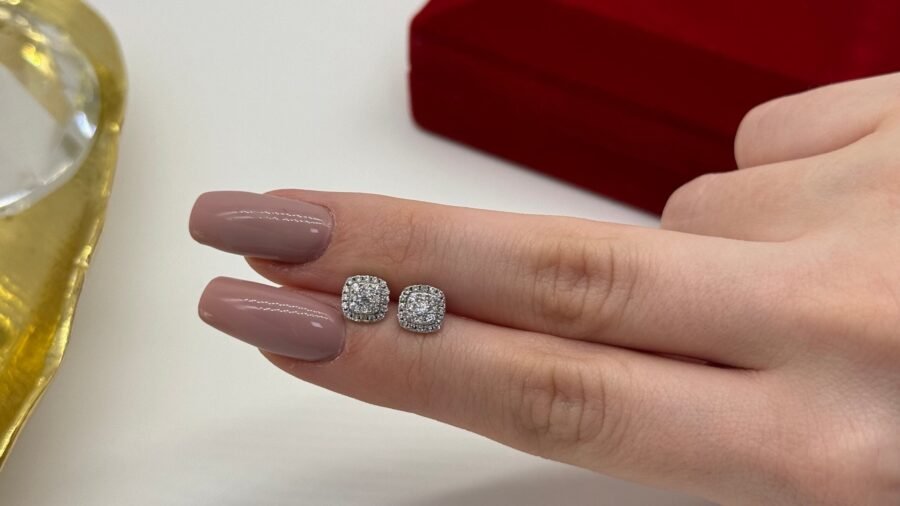 White gold earrings with diamonds weighing 0.50 carats. Natural diamond earrings in 14 carat gold. gold earrings. earrings for her. - Image 3