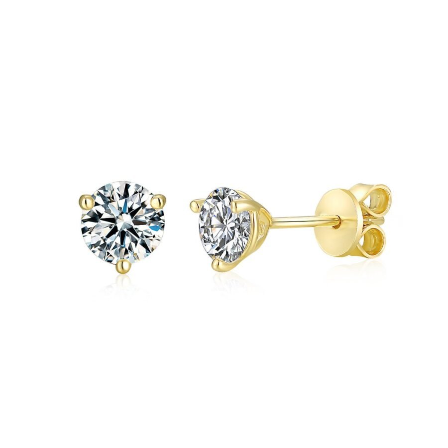 Martini model.Earrings for men.Yellow gold 1.40 carat LAB GROWN diamond earrings.14k. 3 prongs.Gold earrings men,anniversary gift for him. - Image 4