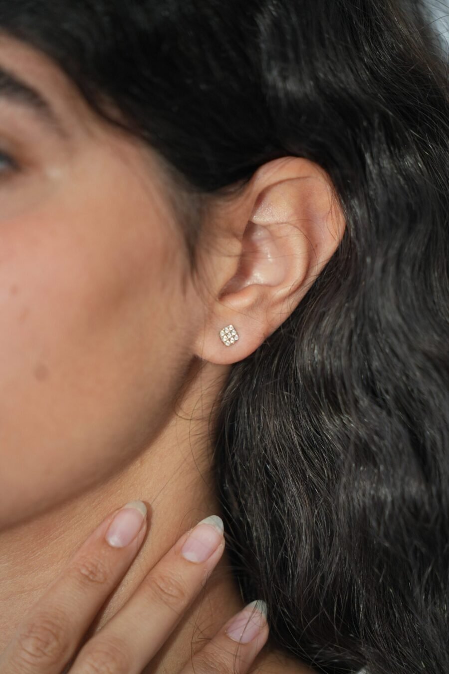 Yellow gold and diamond earrings. 0.26 carat. 14K gold. Natural diamond earrings. Suitable for women and girls. gift for love. - Image 4