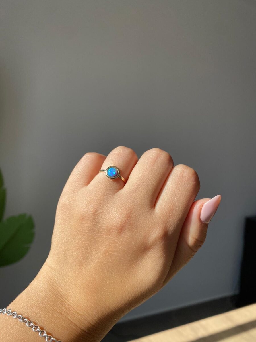 14 carat gold opal ring, birthstone jewelry, solitaire ring, ring for women, fine gold ring, 14 carat, gift for her - Image 3