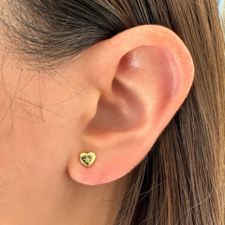 Diamond earrings with star, solid 14 carat gold, white gold, yellow gold. Rose gold, gift for wife, gift for daughter