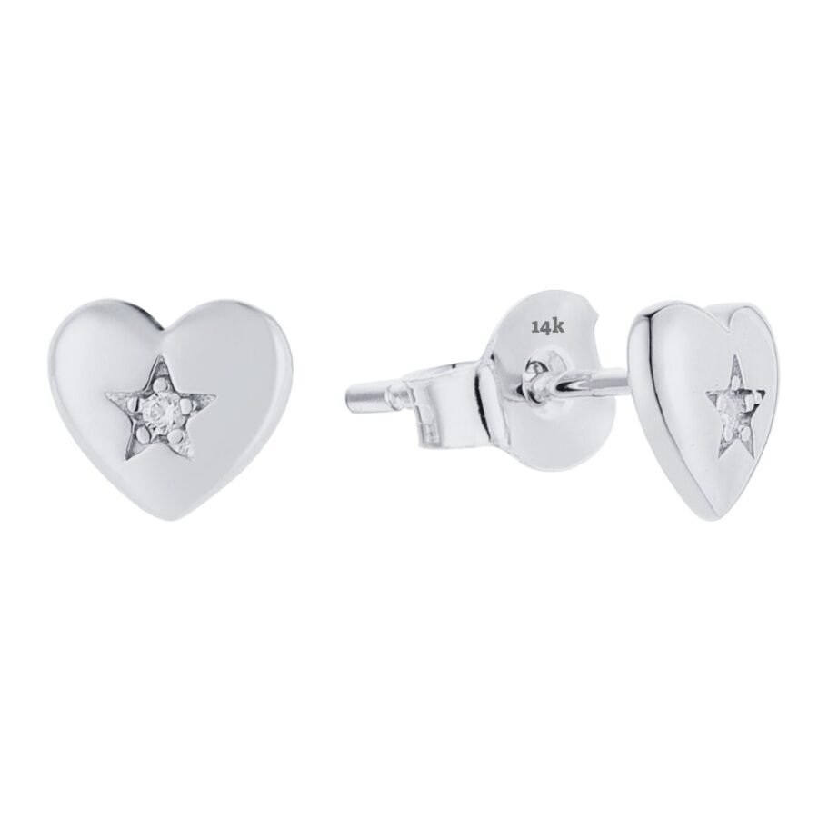 Diamond earrings with star, solid 14 carat gold, white gold, yellow gold. Rose gold, gift for wife, gift for daughter - Image 10