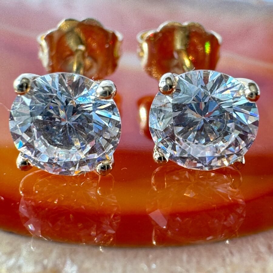 gift for him.Martini model.Earrings for men.Yellow gold 2.00 carat LAB GROWN diamond earrings.14k. 4 prongs.Gold earringsmen,anniversary.