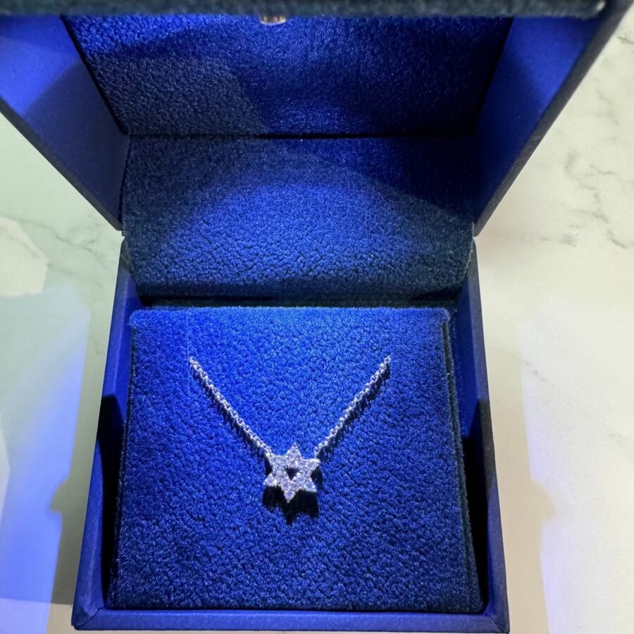 White gold and diamond necklace, Magen David Jewish star for woman, 14 carat gold with natural diamond, gift for wife, gift for Bat Mitzvah, - Image 3