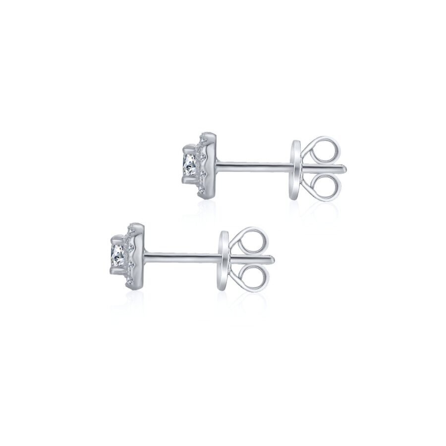 White gold earrings with diamonds weighing 0.50 carats. Natural diamond earrings in 14 carat gold. gold earrings. earrings for her. - Image 4