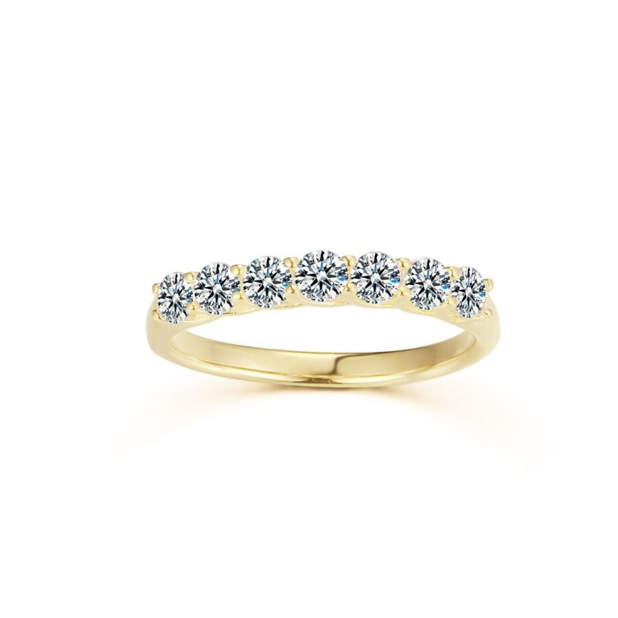 Diamond ring 0.70 carat 7 diamonds,set with natural diamonds, yellow gold, 14k. promise ring.Eternity diamond ring.wedding anniversary gift. - Image 7