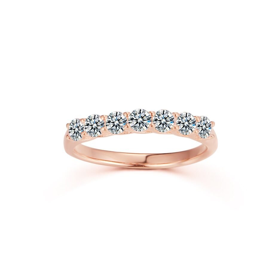 Diamond ring 0.70 carat 7 diamonds,set with natural diamonds, yellow gold, 14k. promise ring.Eternity diamond ring.wedding anniversary gift. - Image 4