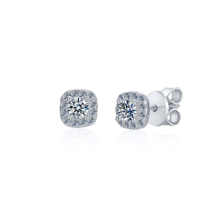 White gold earrings with diamonds weighing 0.50 carats. Natural diamond earrings in 14 carat gold. gold earrings. earrings for her.