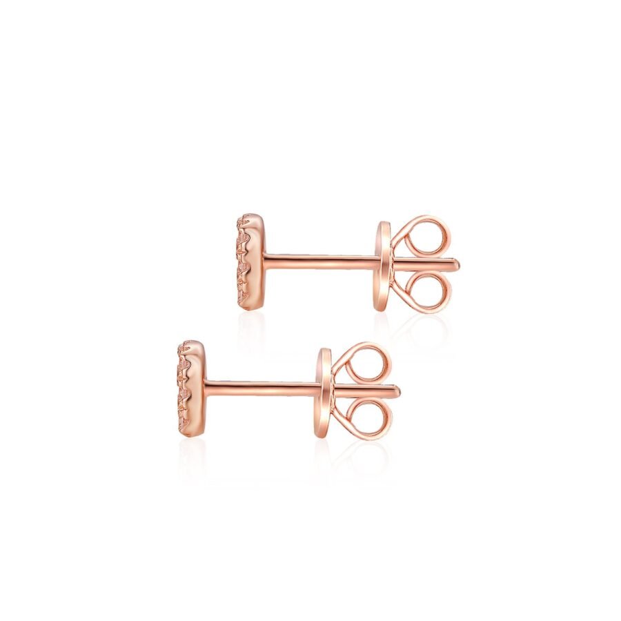 Rose gold and diamond earrings. Square cut. 0.26 carat. Natural diamond earrings. Suitable for women and girls. Gift for love. - Image 5