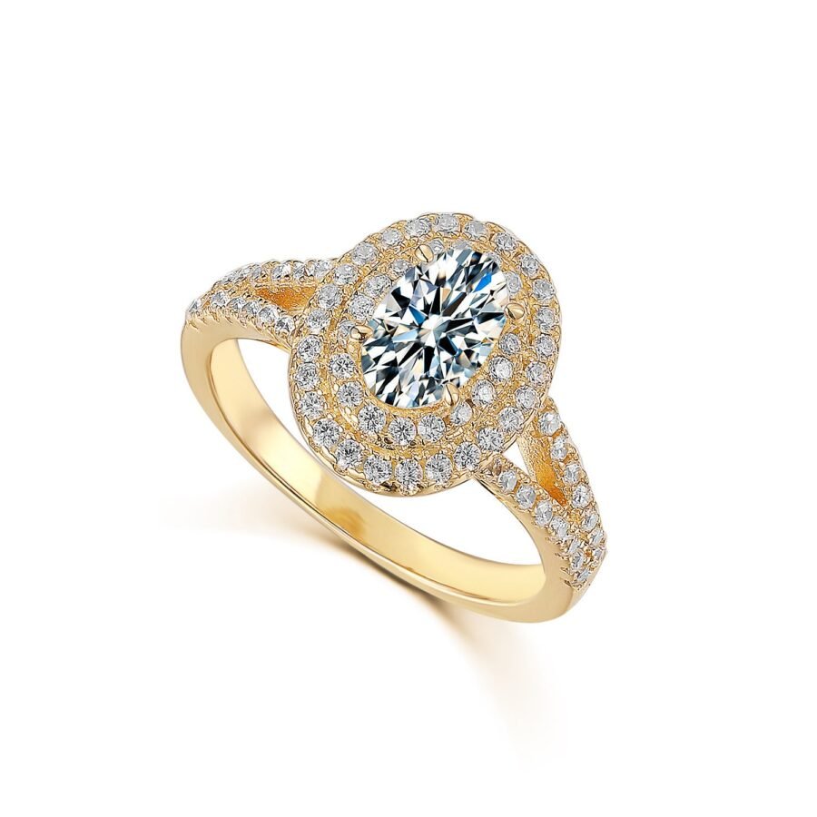Oval diamond engagement ring, (E Color VVS2 Clarity) 1.15 carat lab-grown diamond, double diamond engagement ring, unique proposal ring. - Image 8