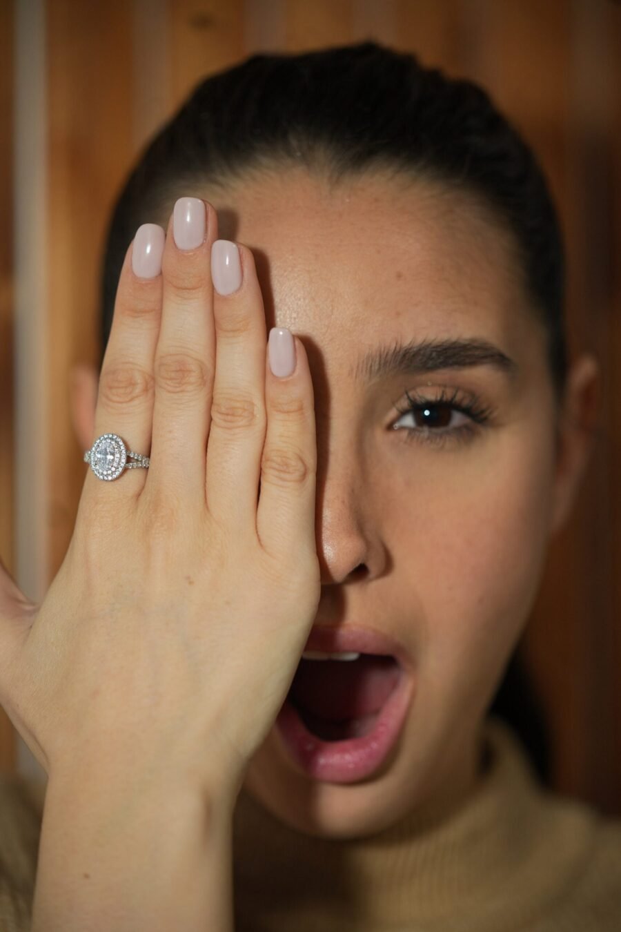 Oval diamond engagement ring, (E Color VVS2 Clarity) 1.15 carat lab-grown diamond, double diamond engagement ring, unique proposal ring. - Image 9