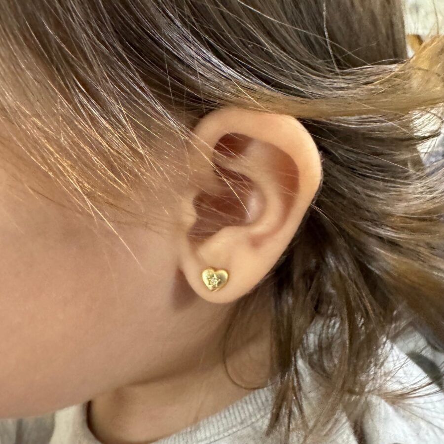 Natural diamond earrings with star, solid 14 carat gold, white gold, yellow gold. Gold rose, gift for baby girl, gift for daughter