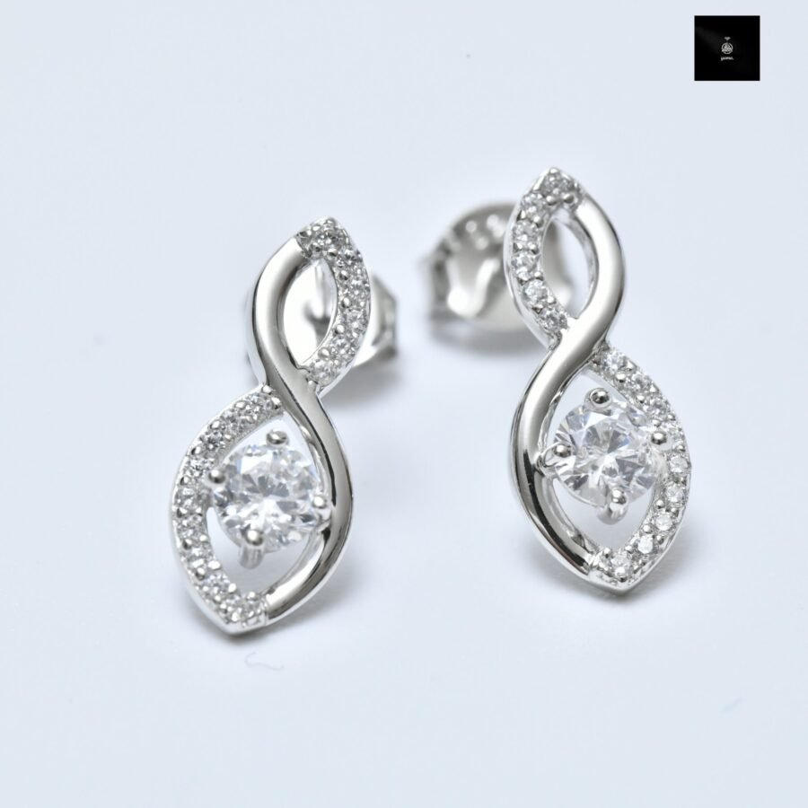 Infinity diamond earrings ,(E Color VVS2 Clarity)  0.75  carats .lab-grown diamond solid 14 carat gold, gift for wife, - Image 5