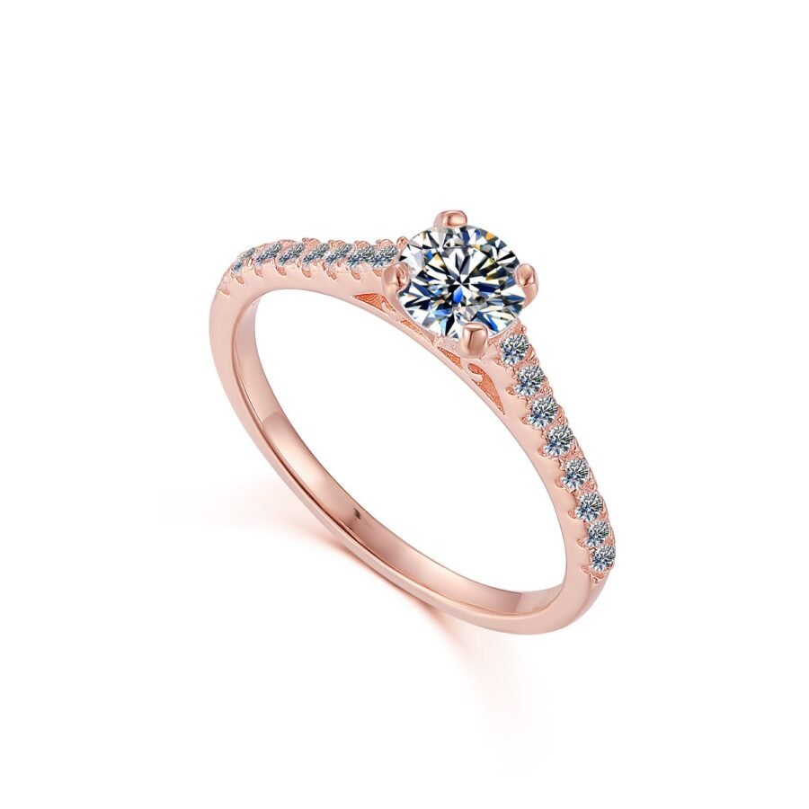 Diamond Engagement Ring Solid Gold Minimalist Solitaire Ring for Women Half Eternity Band Ring 0.91ctw Diamond Promise Ring Bridal Rings - Image 8