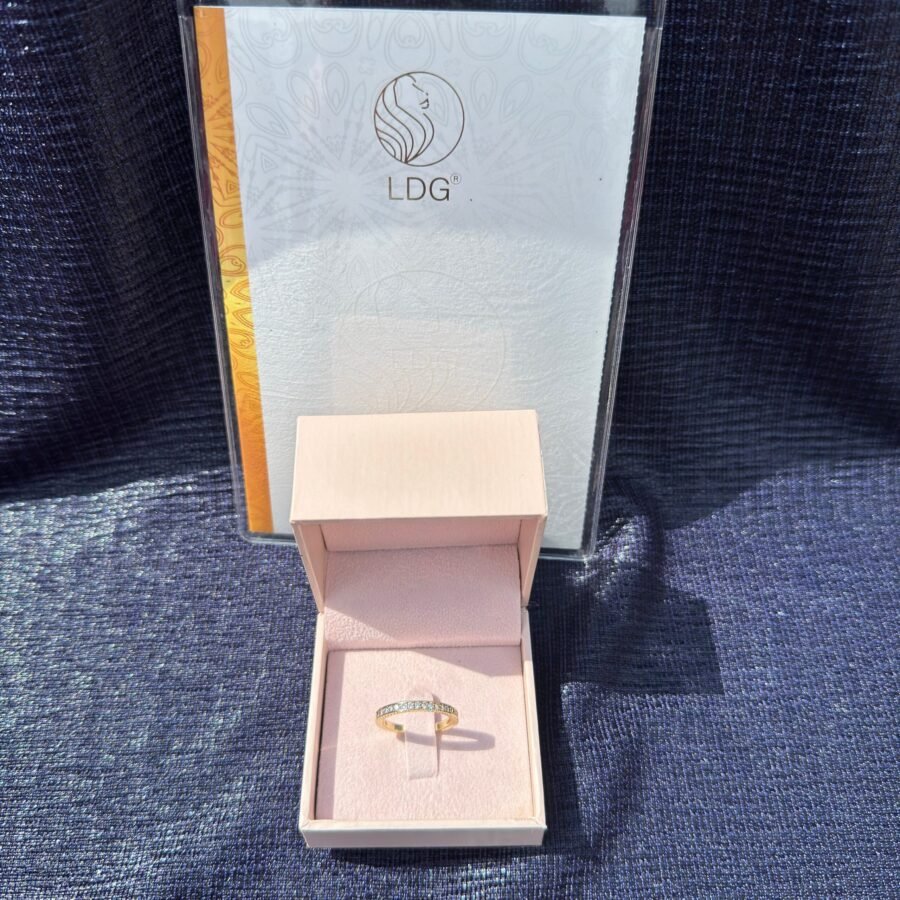 Row ring set with natural diamonds, yellow gold, natural diamonds, 14k. promise ring as wedding anniversary gift. - Image 9