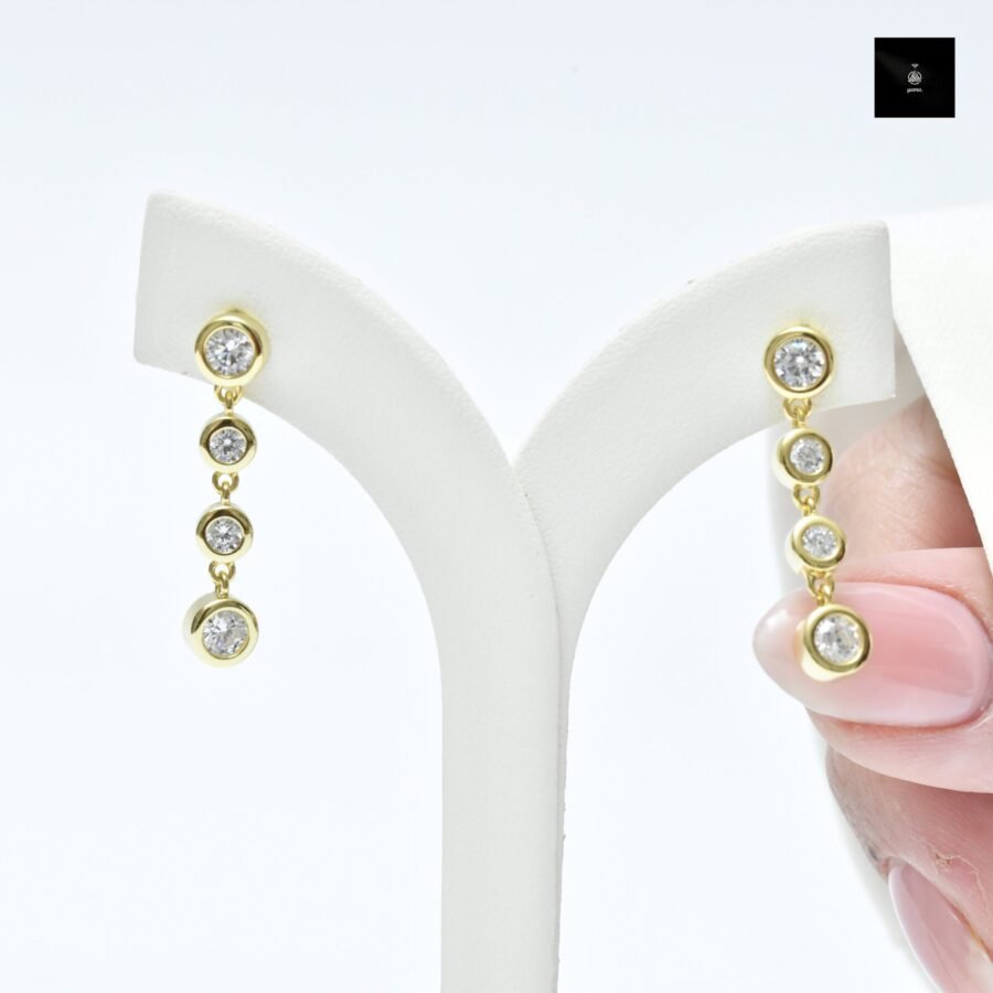 dangle earring. 1.60 carat diamond earrings.(E Color VVS2 Clarity) 14 carat for women. Lab grown diamond. - Image 2