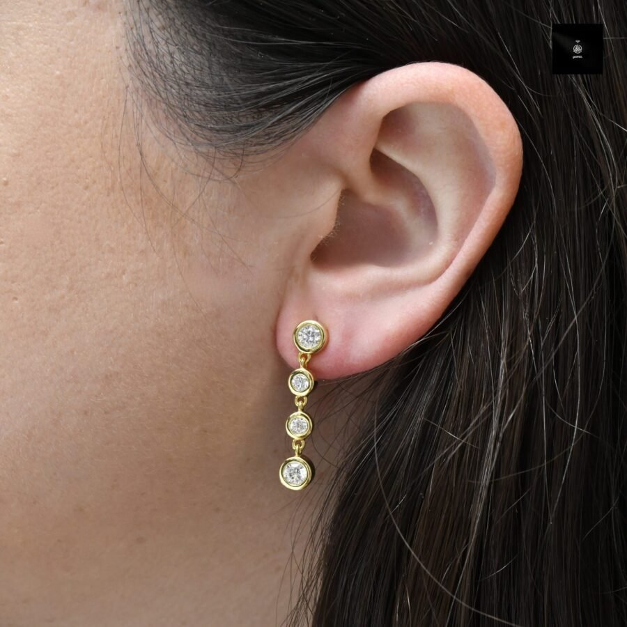 dangle earring. 1.60 carat diamond earrings.(E Color VVS2 Clarity) 14 carat for women. Lab grown diamond. - Image 6