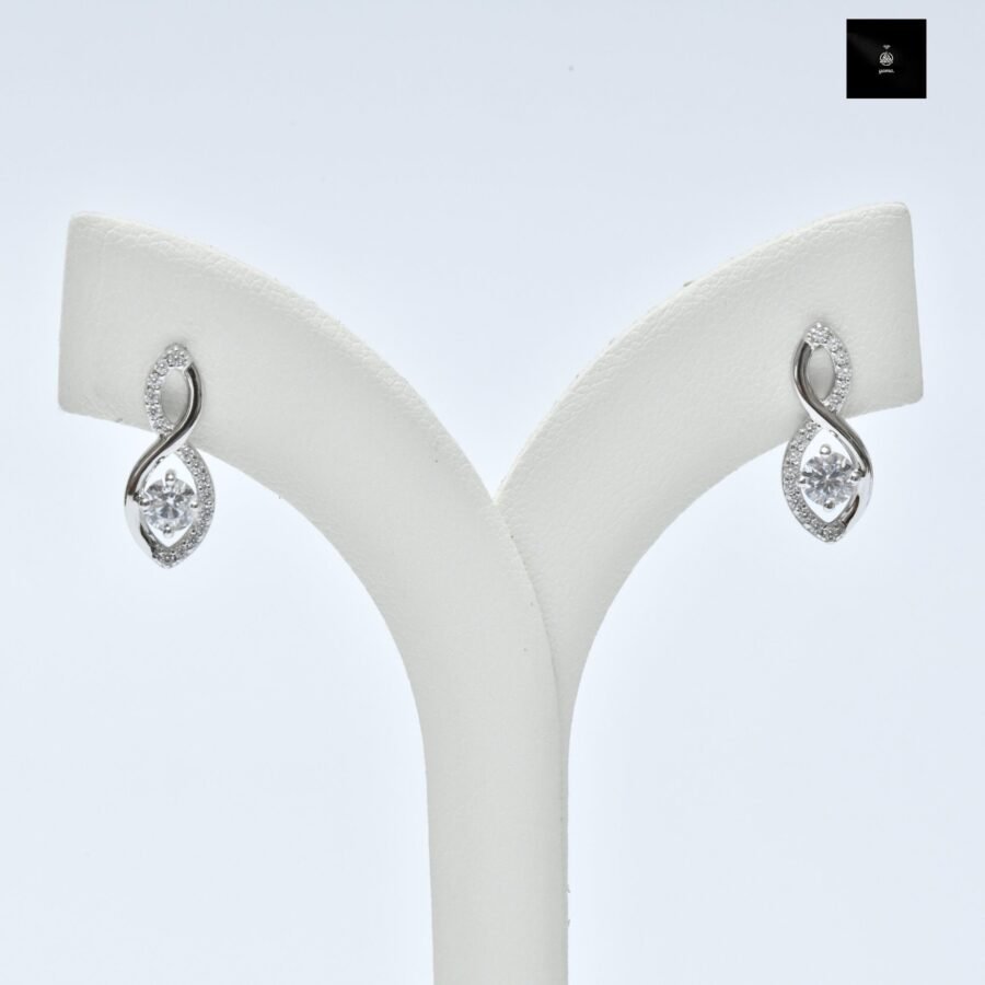 Infinity diamond earrings ,(E Color VVS2 Clarity)  0.75  carats .lab-grown diamond solid 14 carat gold, gift for wife, - Image 2