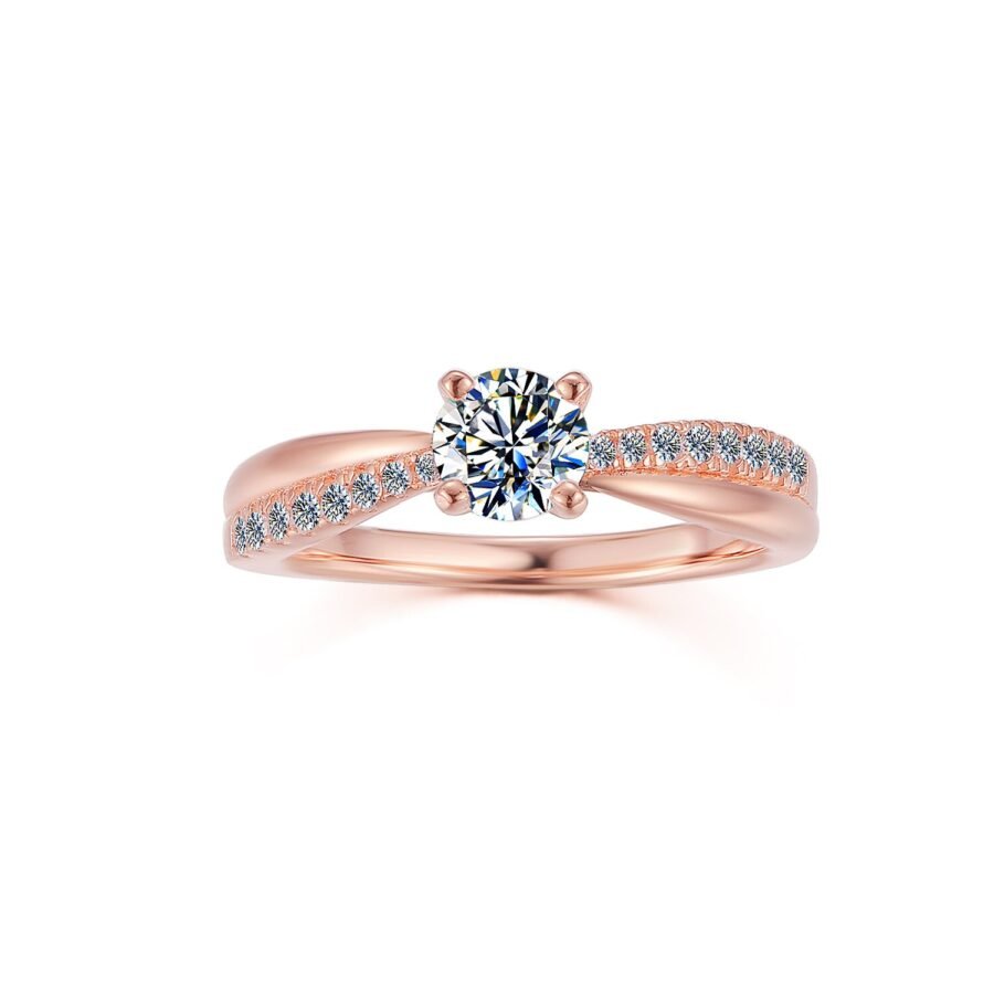 twist Ring Solid Gold with Diamonds, 0.75 carat,( D Color VVS1 Clarity)Solid Gold Diamond Engagement Ring, Anniversary Gift, twist - Image 9