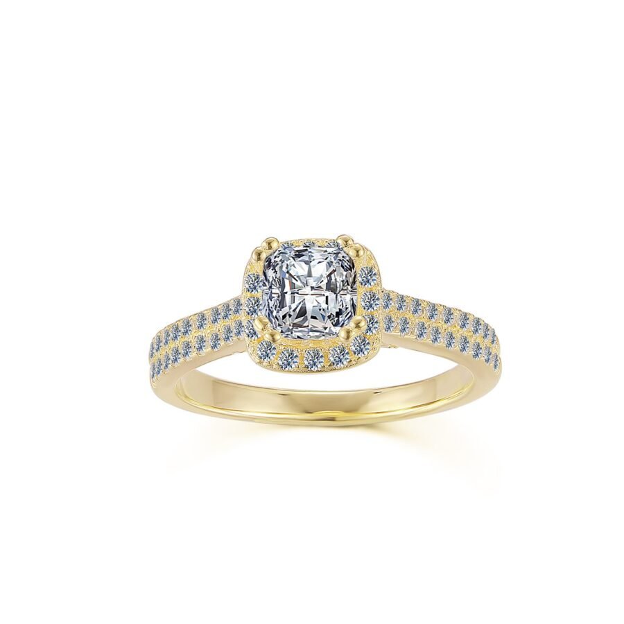 Diamond Ring,halo double pava ( E Color VVS2 Clarity) 1.75 carat,Engraved Engagement Ring,Cushion model Wedding Ring, Lab Grown Diamond, - Image 10