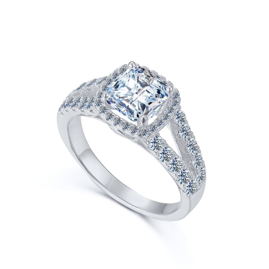 Cushion Round Cut 2.55 Carat (E Color VVS2 Clarity) Engagement Ring Wedding Halo Double pave. - Image 6
