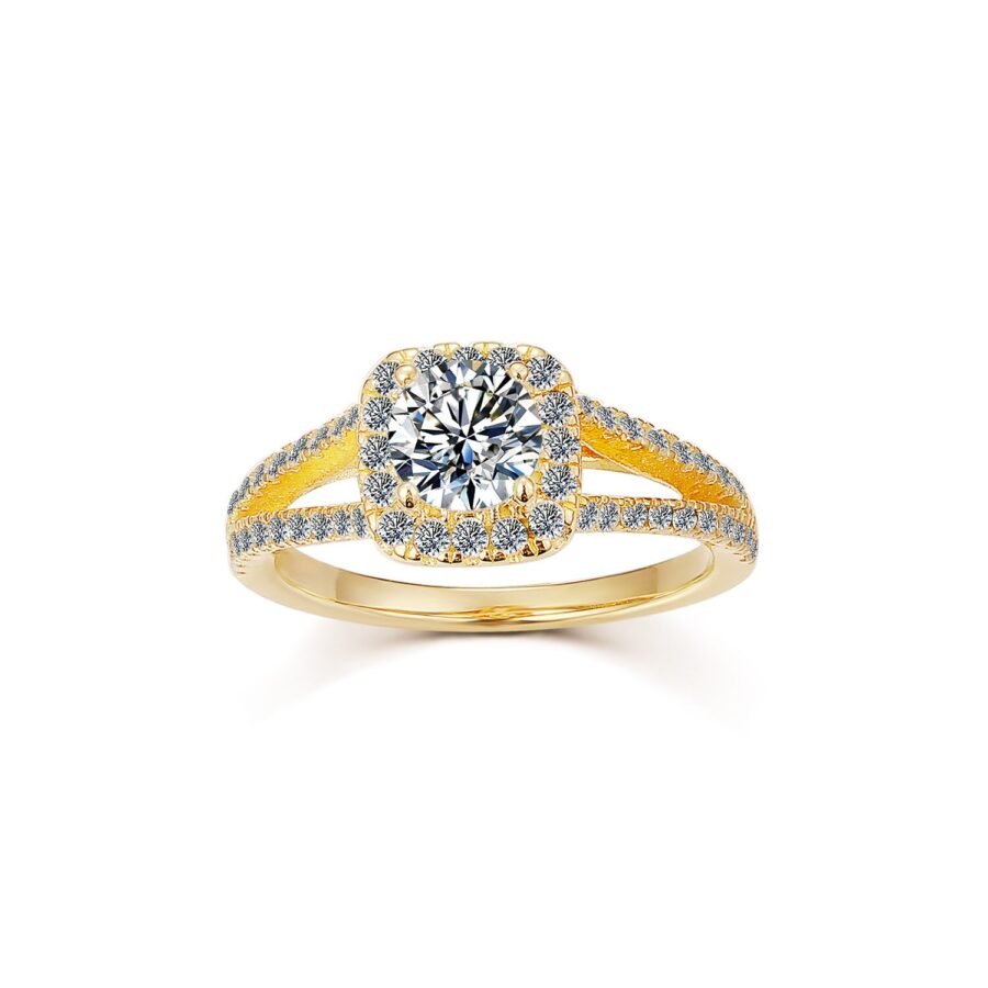 cushion diamond ring. double pava. diamond in  beautiful square design (E Color VVS2 Clarity) round cut. 1.50 carat. Inlaid with halo - Image 6