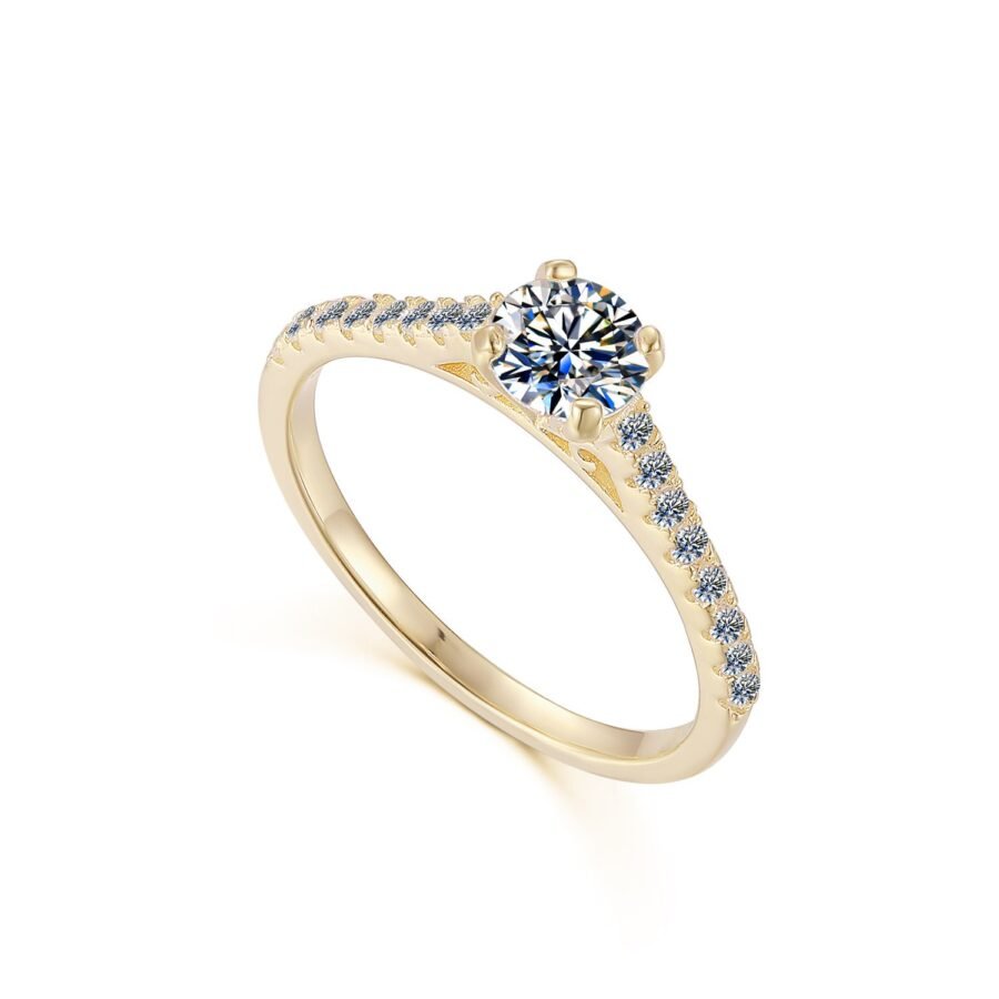 Diamond Engagement Ring Solid Gold Minimalist Solitaire Ring for Women Half Eternity Band Ring 0.91ctw Diamond Promise Ring Bridal Rings - Image 10