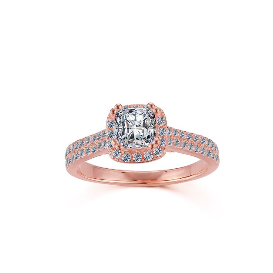 Diamond Ring,halo double pava ( E Color VVS2 Clarity) 1.75 carat,Engraved Engagement Ring,Cushion model Wedding Ring, Lab Grown Diamond, - Image 9