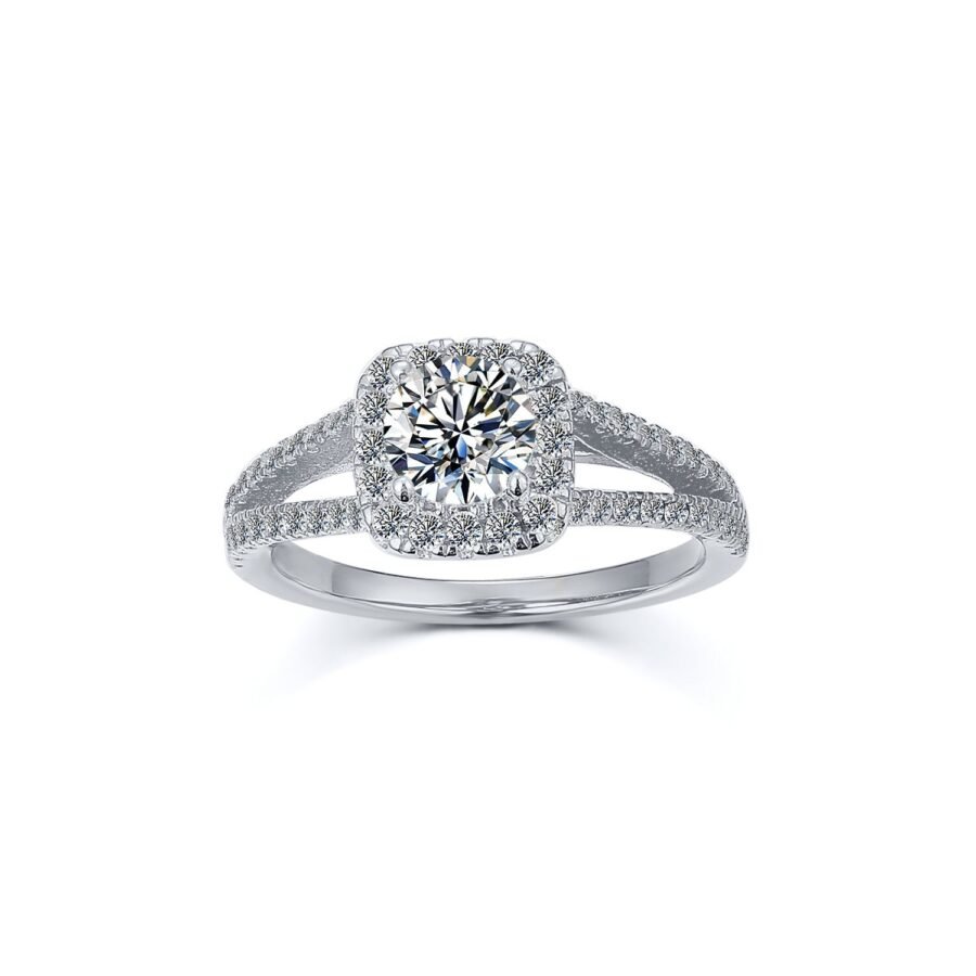 cushion diamond ring. double pava. diamond in  beautiful square design (E Color VVS2 Clarity) round cut. 1.50 carat. Inlaid with halo - Image 7