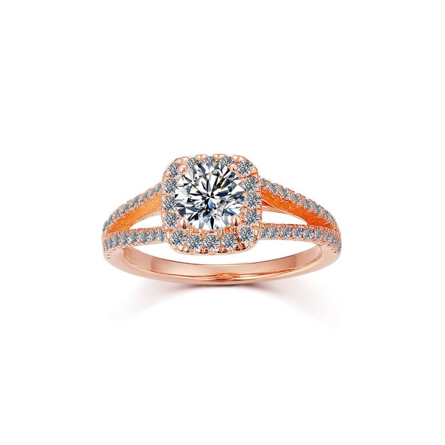 cushion diamond ring. double pava. diamond in  beautiful square design (E Color VVS2 Clarity) round cut. 1.50 carat. Inlaid with halo - Image 10