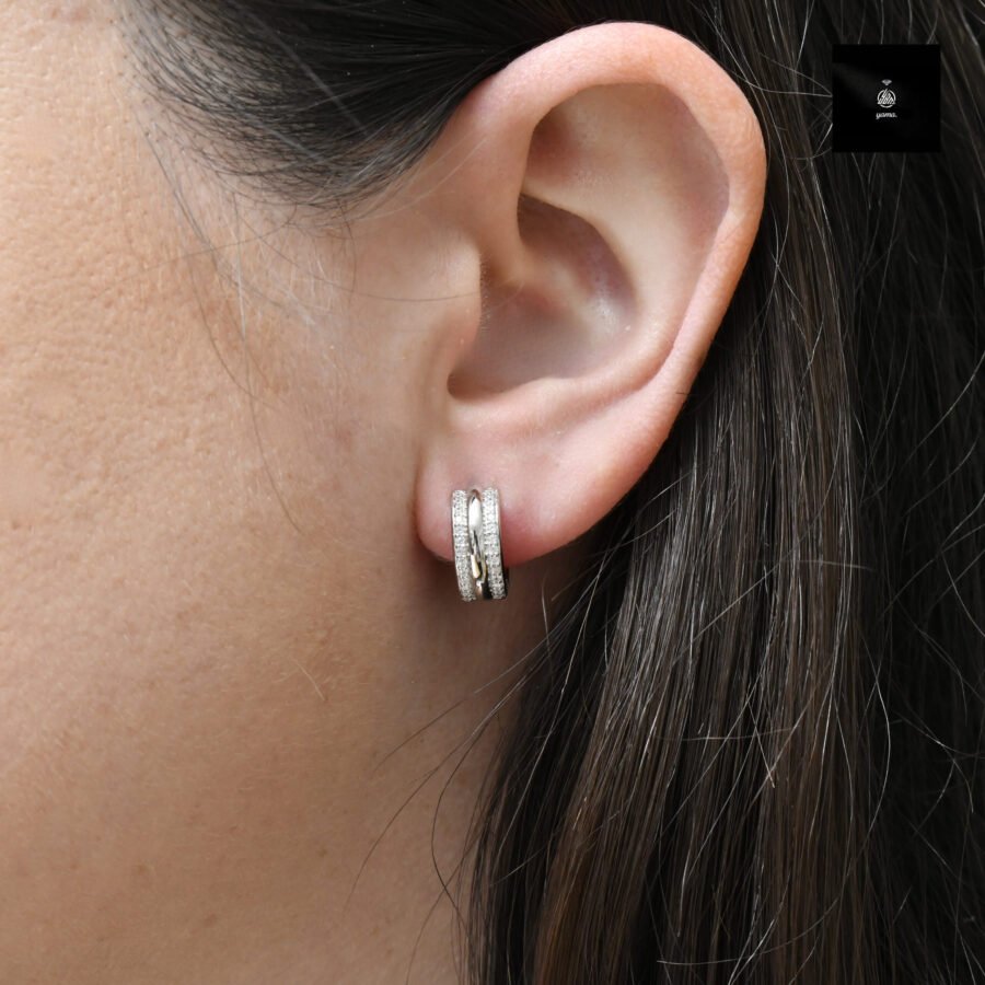 Hoop earrings, natural diamonds,0.52 carat,Haji earrings solid gold 14 karat, natural diamond hoop earrings. - Image 2
