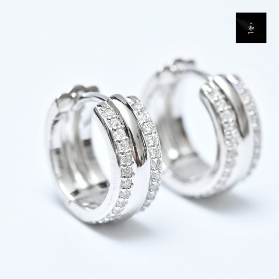 Hoop earrings, natural diamonds,0.52 carat,Haji earrings solid gold 14 karat, natural diamond hoop earrings. - Image 5