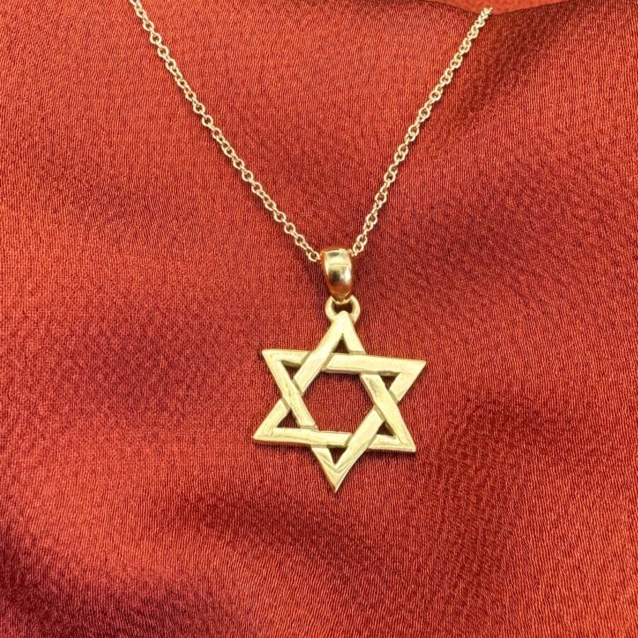14 carat Star of David necklace, full gold star necklace. 14 carat gold necklace, refined necklace, gift for her.gift for  Bat Mitzvah - Image 5