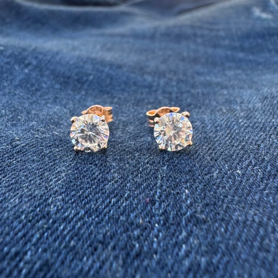 Martini pair, diamond earrings. 0.50 14 carat gold. 4 prongs, rose gold. natural diamond suitable for women,girls and babies. gift for her.