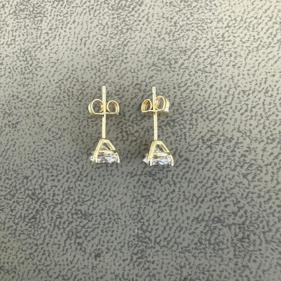 Martini model.Earrings for men.Yellow gold 1.40 carat LAB GROWN diamond earrings.14k. 3 prongs.Gold earrings men,anniversary gift for him. - Image 9