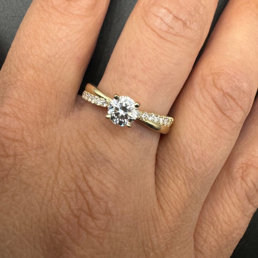twist Ring Solid Gold with Diamonds, 0.75 carat,( D Color VVS1 Clarity)Solid Gold Diamond Engagement Ring, Anniversary Gift, twist - Image 3