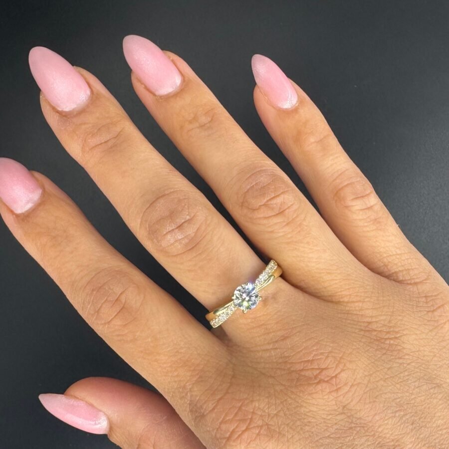 twist Ring Solid Gold with Diamonds, 0.75 carat,( D Color VVS1 Clarity)Solid Gold Diamond Engagement Ring, Anniversary Gift, twist - Image 4