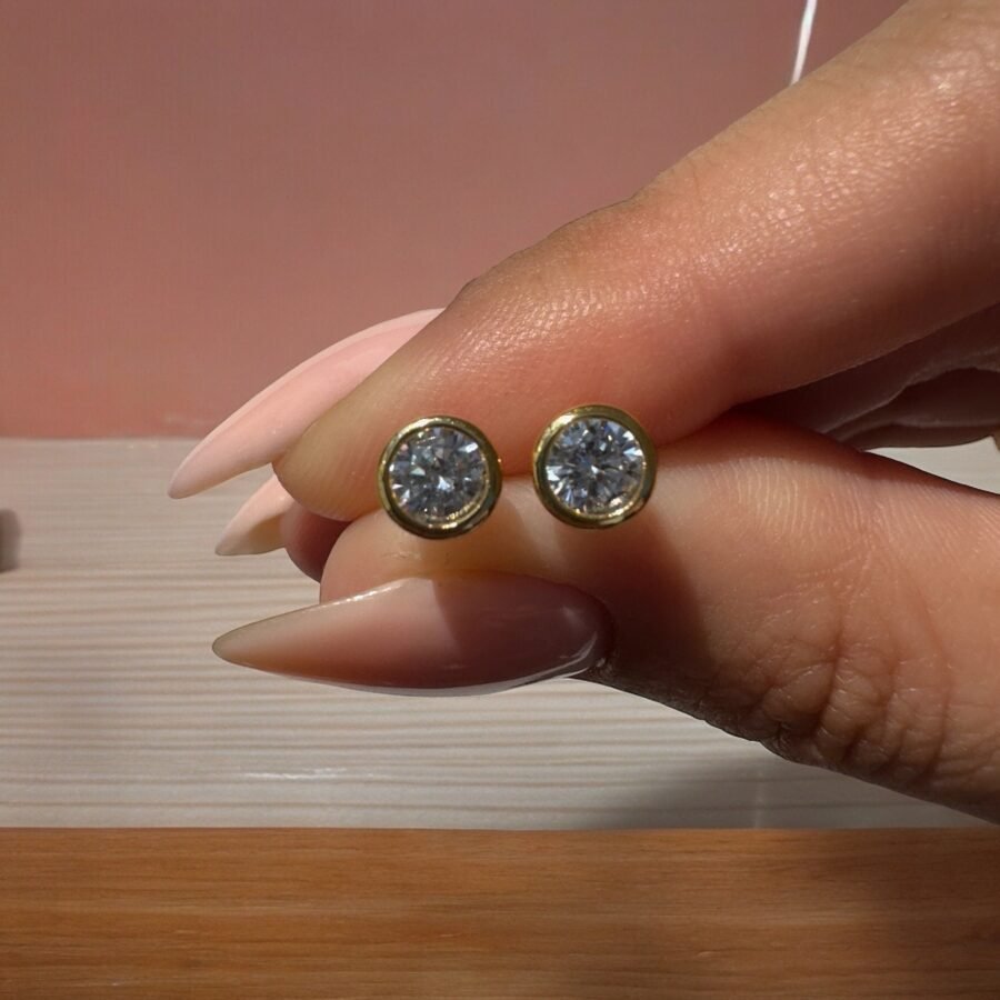 Diamond earrings. 0.58 carat, solid gold 14 carat, yellow gold second or third hole,pair or single,diamond plates,gift for wife.gift for her
