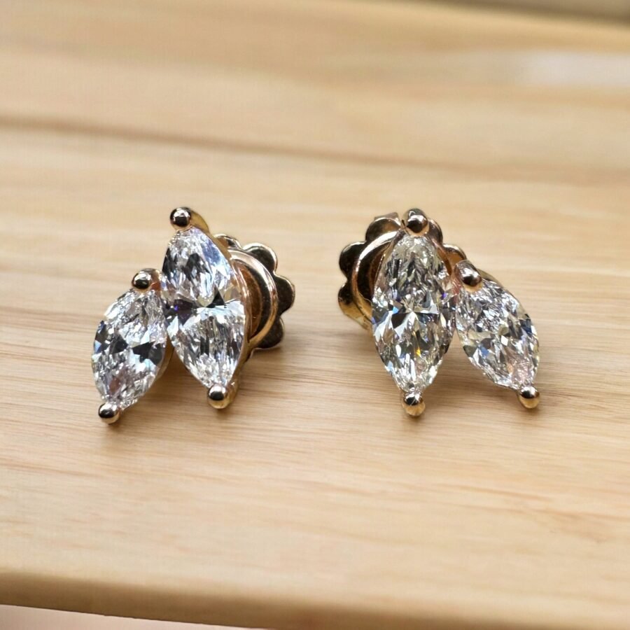 Diamond double marquise earrings(  D Color VVS1  Clarity)  0.55 carat lab grown diamond. suitable for women and girls, - Image 4