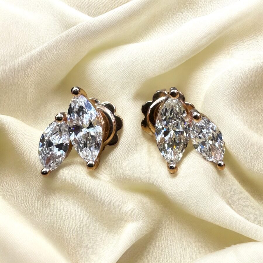 Diamond double marquise earrings(  D Color VVS1  Clarity)  0.55 carat lab grown diamond. suitable for women and girls,