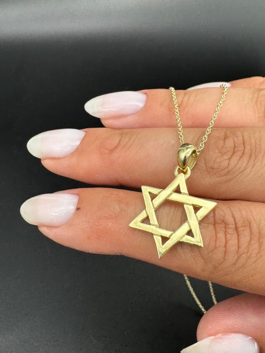 14 carat Star of David necklace, full gold star necklace. 14 carat gold necklace, refined necklace, gift for her.gift for  Bat Mitzvah - Image 2