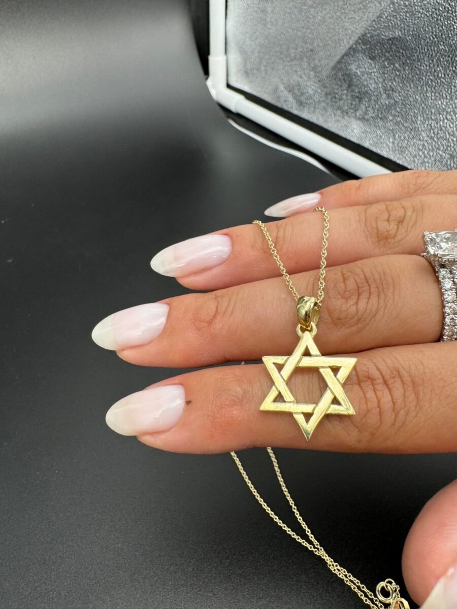 14 carat Star of David necklace, full gold star necklace. 14 carat gold necklace, refined necklace, gift for her.gift for  Bat Mitzvah - Image 3