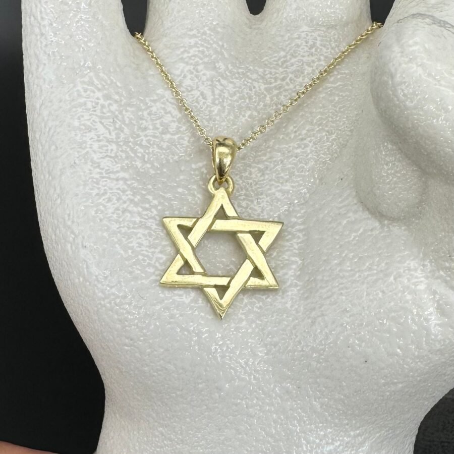 14 carat Star of David necklace, full gold star necklace. 14 carat gold necklace, refined necklace, gift for her.gift for  Bat Mitzvah - Image 4