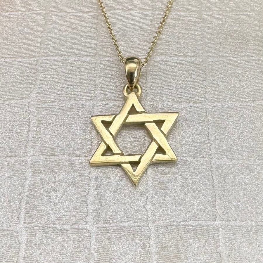 14 carat Star of David necklace, full gold star necklace. 14 carat gold necklace, refined necklace, gift for her.gift for  Bat Mitzvah - Image 6