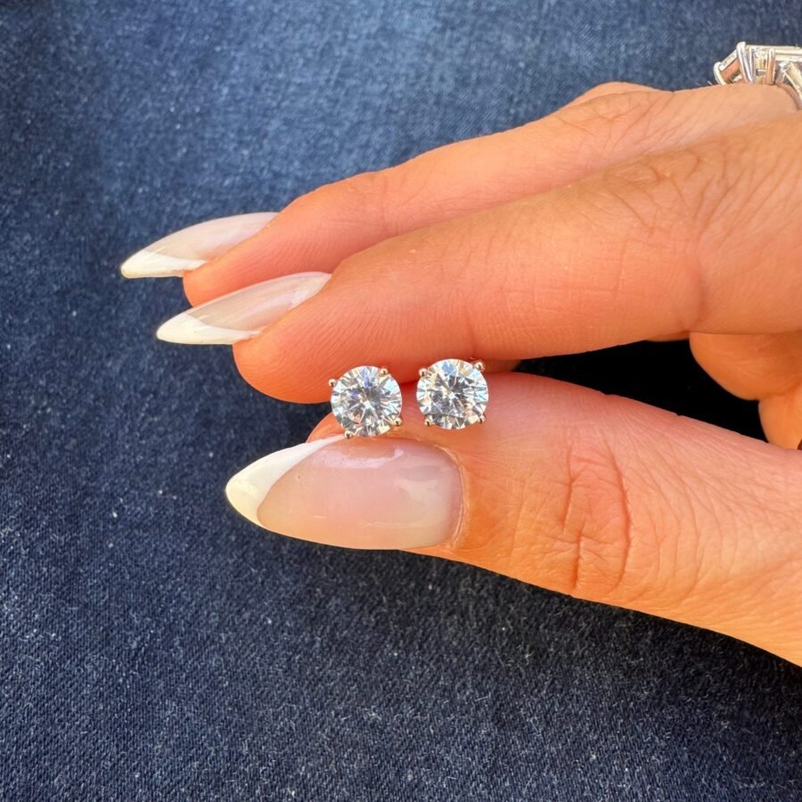 gift for him.Martini model.Earrings for men.Yellow gold 2.00 carat LAB GROWN diamond earrings.14k. 4 prongs.Gold earringsmen,anniversary. - Image 2
