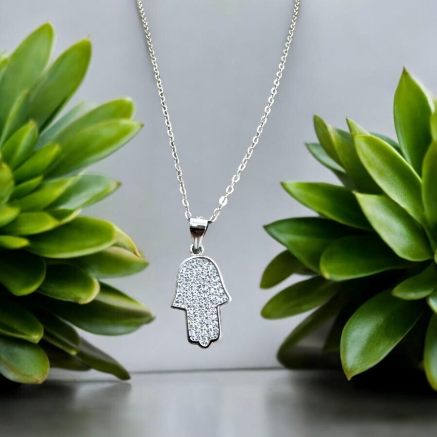 Hamsa pendant+necklace 14 carat gold  ( D  Color VVS2 Clarity) 0.72 carat. Gift for her. gift for woman. lucky necklace - Image 5