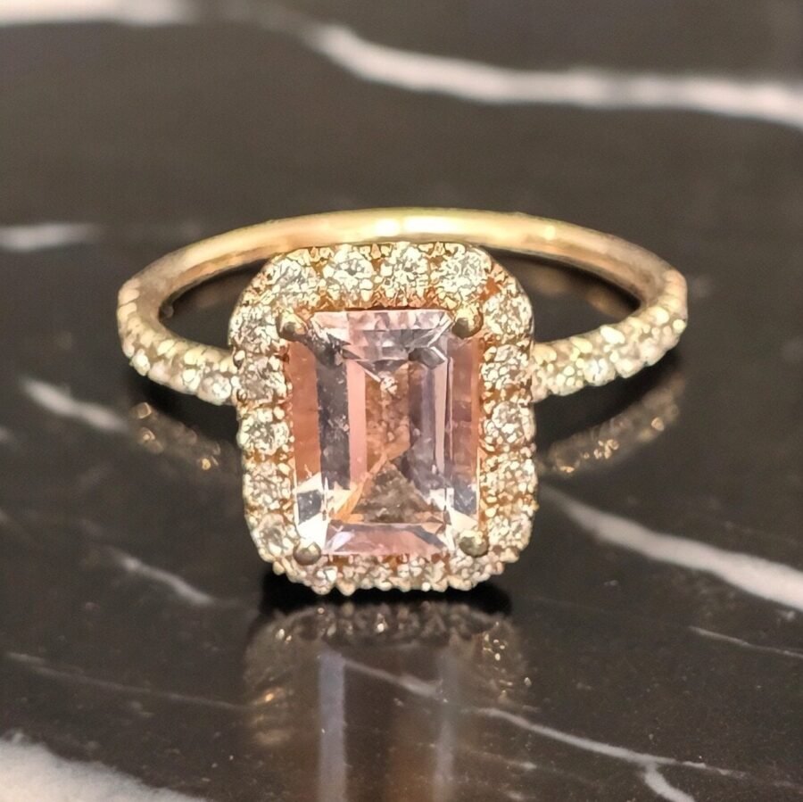 Pink Tourmaline gem stone + 0.40 carat ( D Color VVS1 Clarity) Diamond Engagement Ring, Anniversary Gift. - Image 5