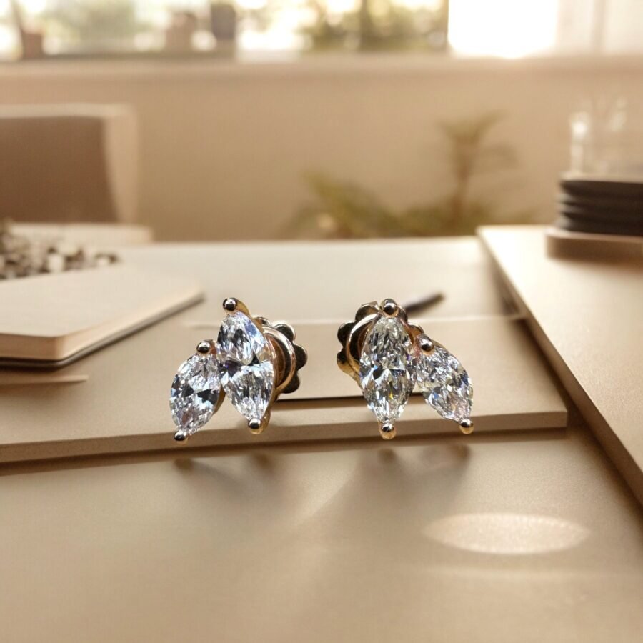 Diamond double marquise earrings(  D Color VVS1  Clarity)  0.55 carat lab grown diamond. suitable for women and girls, - Image 3