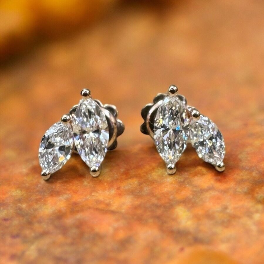 Diamond double marquise earrings(  D Color VVS1  Clarity)  0.55 carat lab grown diamond. suitable for women and girls, - Image 6